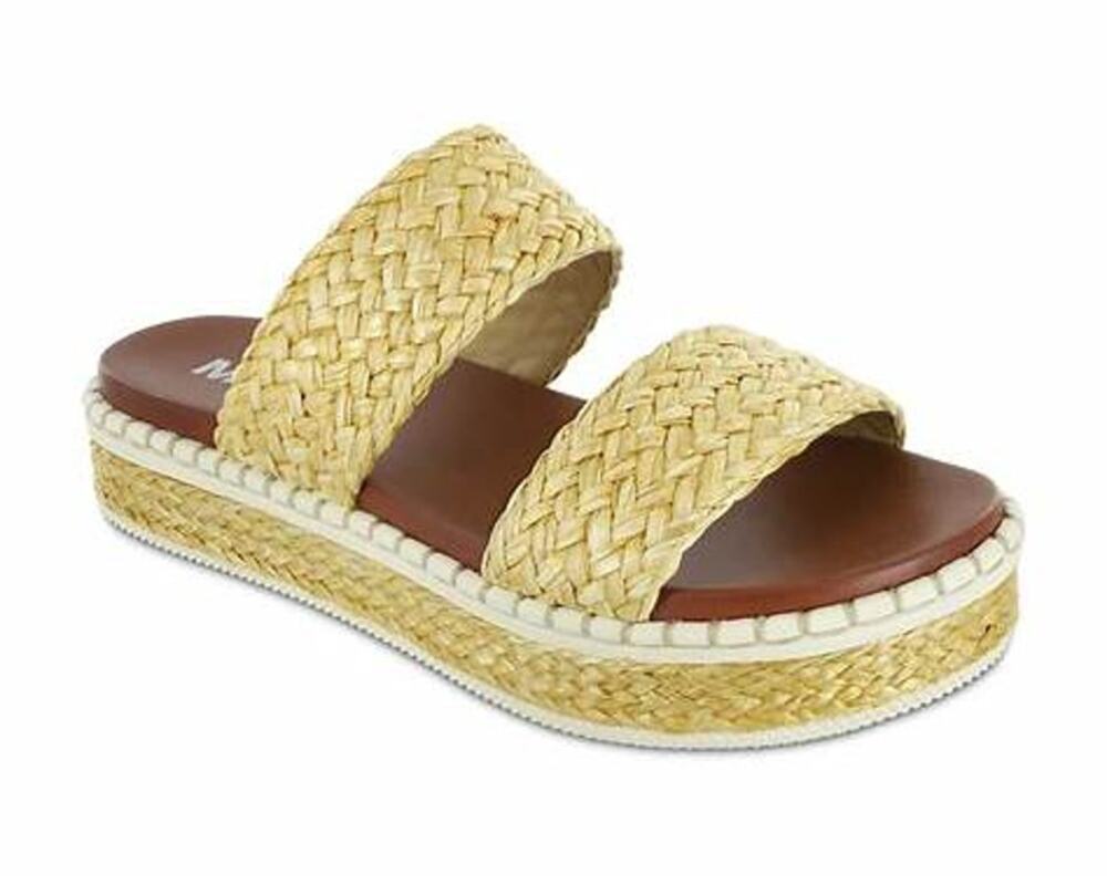 MIA Kady Raffia Platform Slide Sandals Natural Tan Brown Size 8 MH1159